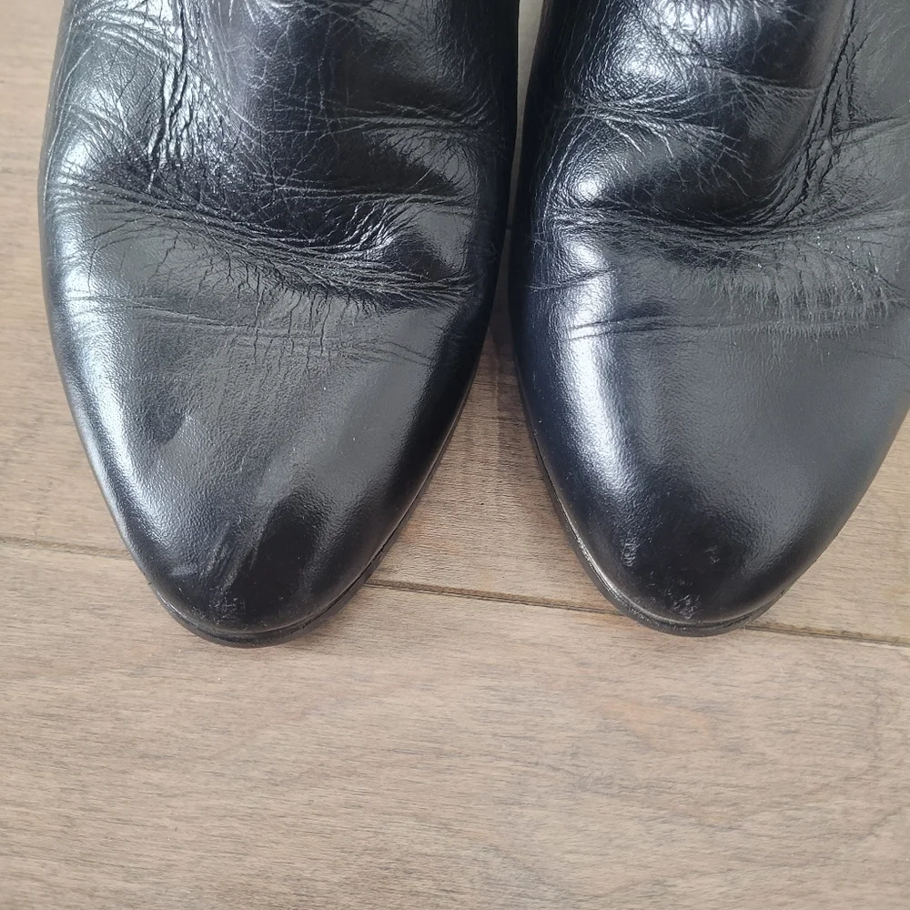 Vintage 80's black genuine leather mid calf boots Size 7 - Picture 12 of 16